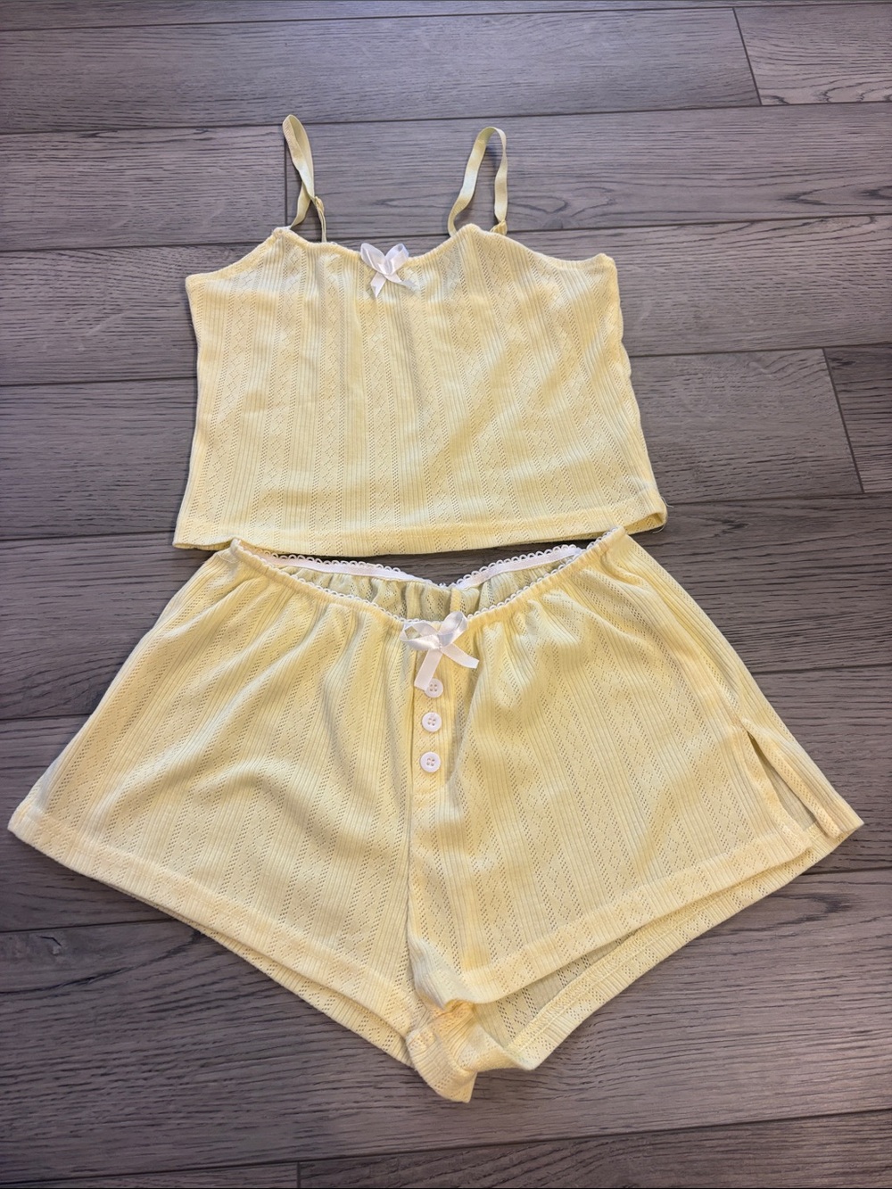 SHEIN Yellow Cami & Shorts Sleep Set Small